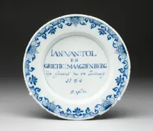 Plate, Delft, 1764. Creator: Delftware