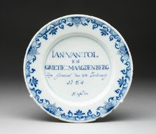 Plate, Delft, 1764. Creator: Delftware