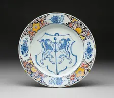 Plate, Delft, c. 1725/40. Creator: Delftware