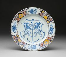Plate, Delft, c. 1725/40. Creator: Delftware