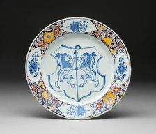 Plate, Delft, c. 1725/40. Creator: Delftware