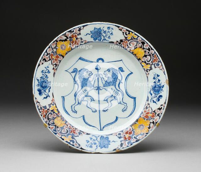Plate, Delft, c. 1725/40. Creator: Delftware.