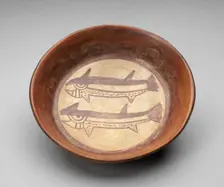 Plate Depicting a Pair of Fish or Sharks in Interior, 180 B.C./A.D. 500. Creator: Unknown
