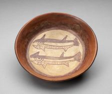 Plate Depicting a Pair of Fish or Sharks in Interior, 180 B.C./A.D. 500. Creator: Unknown