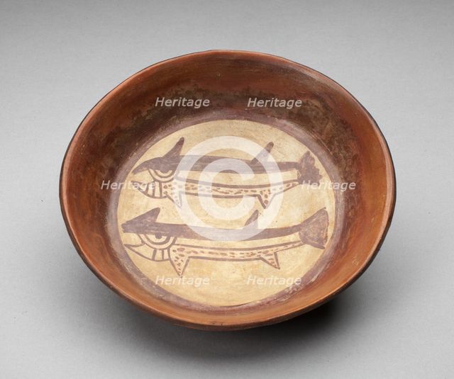 Plate Depicting a Pair of Fish or Sharks in Interior, 180 B.C./A.D. 500. Creator: Unknown.