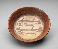 Plate Depicting a Pair of Fish or Sharks in Interior, 180 B.C./A.D. 500. Creator: Unknown