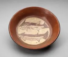 Plate Depicting a Pair of Sharks on its Interior, 180 B.C./A.D. 500. Creator: Unknown