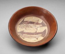 Plate Depicting a Pair of Sharks on its Interior, 180 B.C./A.D. 500. Creator: Unknown