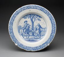 Plate depicting The Flight into Egypt, Delft, c. 1650/60. Creator: Delftware
