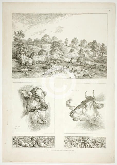 Plate Four of 38 from Oeuvres de J. B. Huet, 1796–99. Creator: Jean Baptiste Marie Huet.
