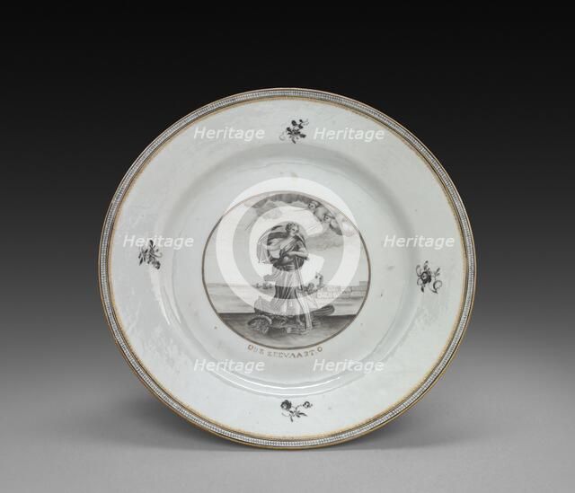 Plate: Female Figure, 1700s. Creator: Unknown.