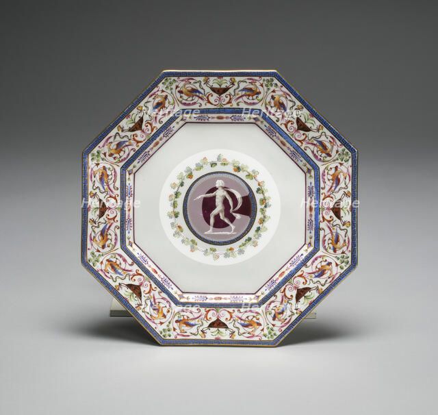 Plate from the Arabesque Service, France, 1785. Creators: Sèvres Porcelain Manufactory, Jacques Fontaine, Louis-Francois L'Ecot.