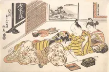 Plate from the Erotic Book Mounds of Dyed Colors: A Pattern Book for the Boudoir (S..., ca. 1736-44. Creator: Okumura Masanobu