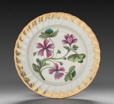 Plate from Dessert Service: Althaea Marsh Mallow, c. 1800. Creator: Derby (Crown Derby Period) (British)