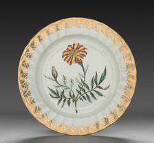 Plate from Dessert Service: French Marigold, c. 1800. Creator: Derby (Crown Derby Period) (British)