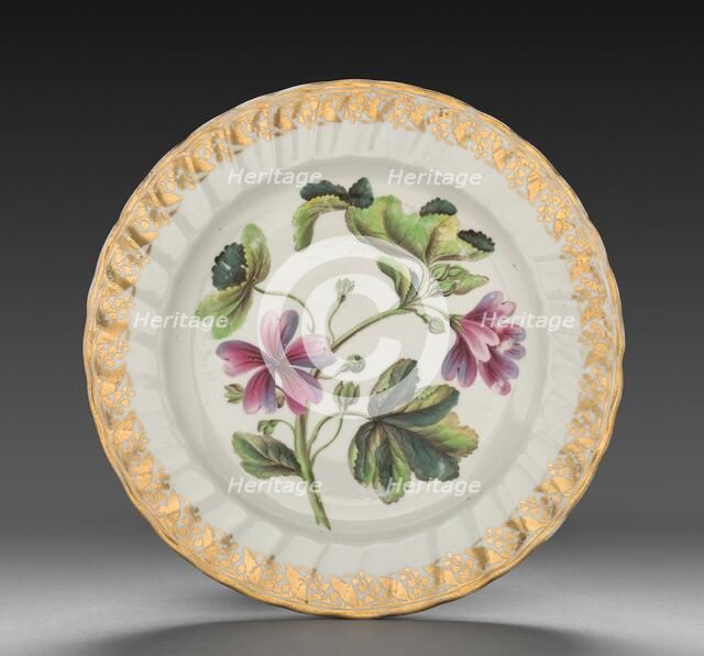 Plate from Dessert Service: Marsh Mallow, c. 1800. Creator: Derby (Crown Derby Period) (British).