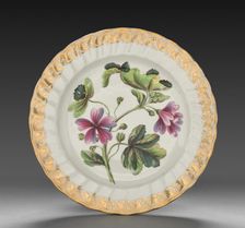 Plate from Dessert Service: Marsh Mallow, c. 1800. Creator: Derby (Crown Derby Period) (British)