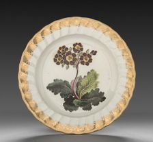 Plate from Dessert Service: Polyanthus, c. 1800. Creator: Derby (Crown Derby Period) (British)