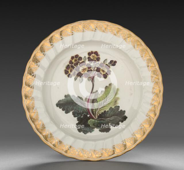 Plate from Dessert Service: Polyanthus, c. 1800. Creator: Derby (Crown Derby Period) (British).