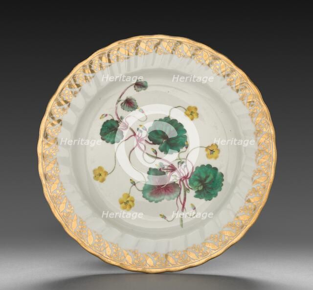 Plate from Dessert Service: Trailing Disandra, c. 1800. Creator: Derby (Crown Derby Period) (British).