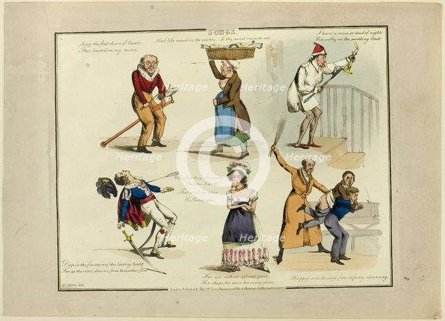 Plate from Illustrations to Popular Songs, 1822. Creator: Henry Thomas Alken.