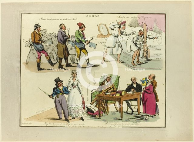 Plate from Illustrations to Popular Songs, 1822. Creator: Henry Thomas Alken.
