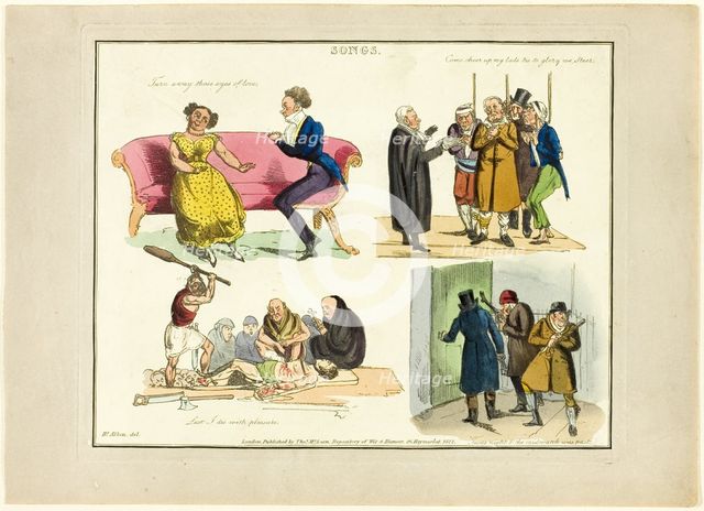 Plate from Illustrations to Popular Songs, 1822. Creator: Henry Thomas Alken.