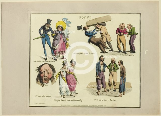 Plate from Illustrations to Popular Songs, 1822. Creator: Henry Thomas Alken.