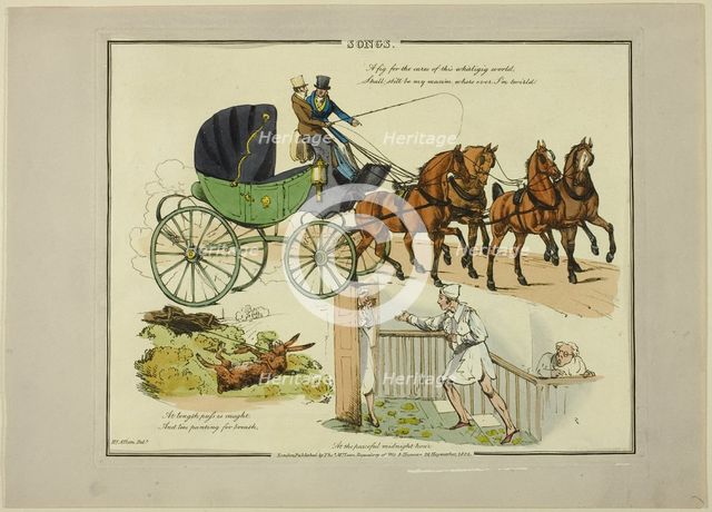 Plate from Illustrations to Popular Songs, 1822. Creator: Henry Thomas Alken.