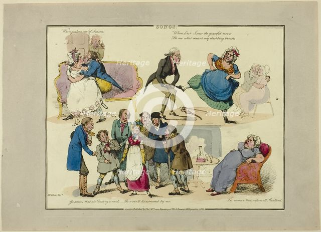 Plate from Illustrations to Popular Songs, 1822. Creator: Henry Thomas Alken.