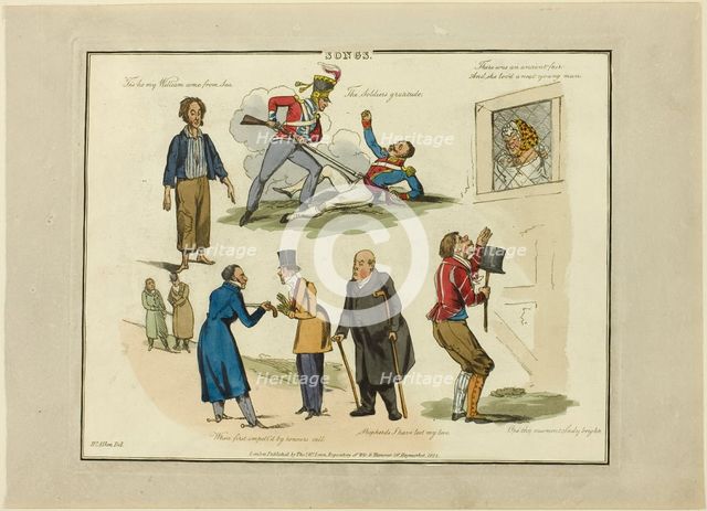 Plate from Illustrations to Popular Songs, 1822. Creator: Henry Thomas Alken.