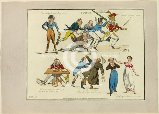 Plate from Illustrations to Popular Songs, 1822. Creator: Henry Thomas Alken.