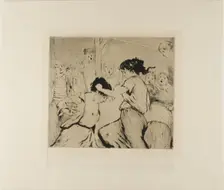 Plate from l'Assommoir (two women fighting, with onlookers), 1878. Creator: Gaston la Touche