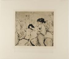 Plate from l'Assommoir (two women fighting, with onlookers), 1878. Creator: Gaston la Touche