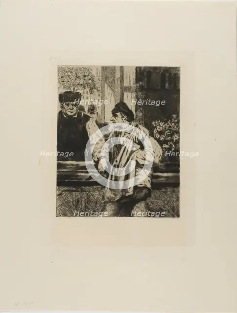 Plate from l'Assommoir (man leaning on bar), 1878. Creator: Gaston la Touche.