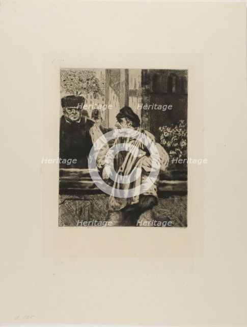 Plate from l'Assommoir (man leaning on bar), 1878. Creator: Gaston la Touche.