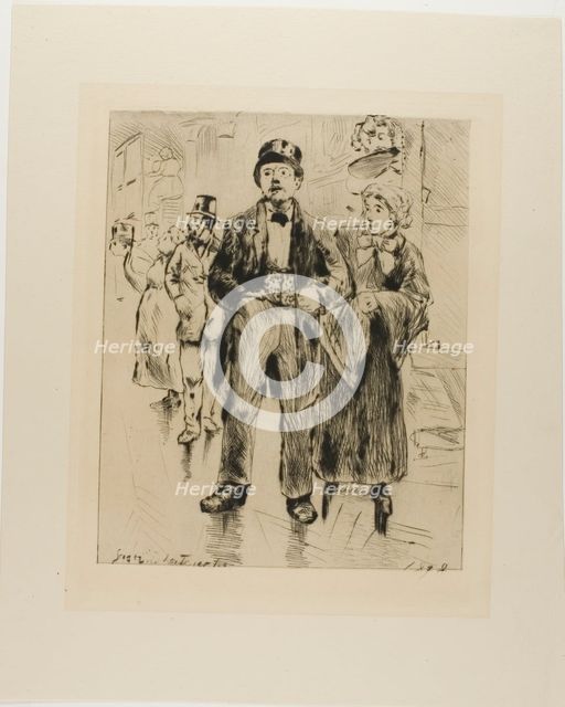 Plate from l'Assommoir (standing couple, with other figures in background), 1878. Creator: Gaston la Touche.