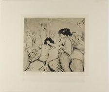 Plate from l'Assommoir (two women fighting, with onlookers), 1878. Creator: Gaston la Touche