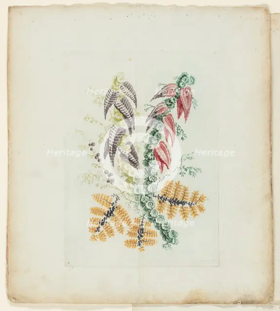 Plate, from New Suite of Notebooks of Ideal Flowers for Use by Draftsmen and Painters, c. 1795. Creator: Anne Allen.