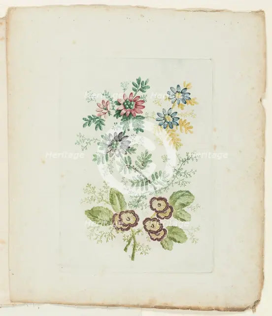 Plate, from New Suite of Notebooks of Ideal Flowers for Use by Draftsmen and Painters, c. 1795. Creator: Anne Allen.