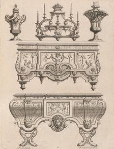 Plate from Ornament Designs Invented by J. Berain (page 71), late 17th-early 18th century. Creator: Jean Berain