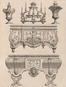 Plate from Ornament Designs Invented by J. Berain (page 71), late 17th-early 18th century. Creator: Jean Berain