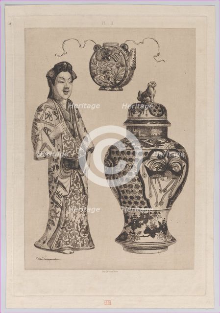Plate II; from History of Porcelain, 1862. Creator: Jules-Ferdinand Jacquemart.