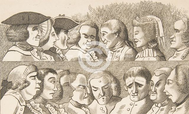 Plate IV, from Rules for Drawing Caricaturas, February 26, 1788. Creator: Francis Grose.