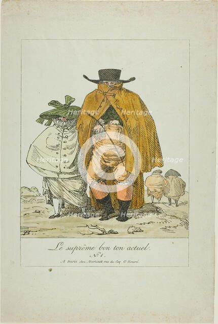 Plate One from The Supreme Current Fashion, c. 1805. Creator: Pierre Nolasque Bergeret.
