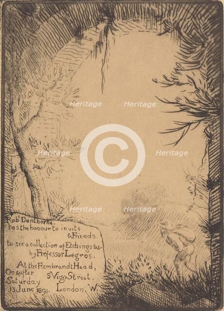 Plate made for an Exhibition at the Dunthorne Home (Planche faite pour une exposition chez...). Creator: Alphonse Legros.