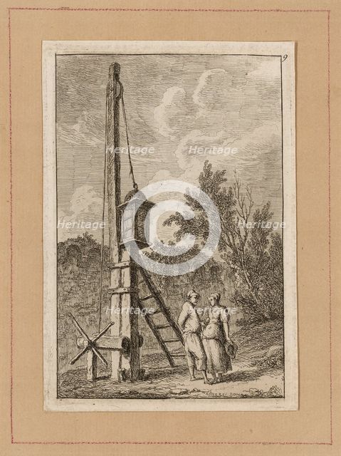 Plate Nine from Evenings in Rome, 1763/64. Creator: Hubert Robert.