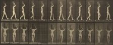 Plate Number 34. Walking and carrying a 15-lb. basket on head, hands raised, 1887. Creator: Eadweard J Muybridge