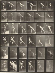 Plate Number 523. A: Striking a blow. B, E: Throwing disk. C, F: Heaving a 75-lb. Stone..., 1887. Creator: Eadweard J Muybridge