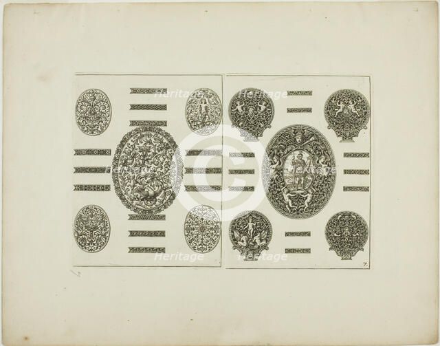 Plate Seven, from Book of Ornament, 1704. Creator: Simon Gribelin.